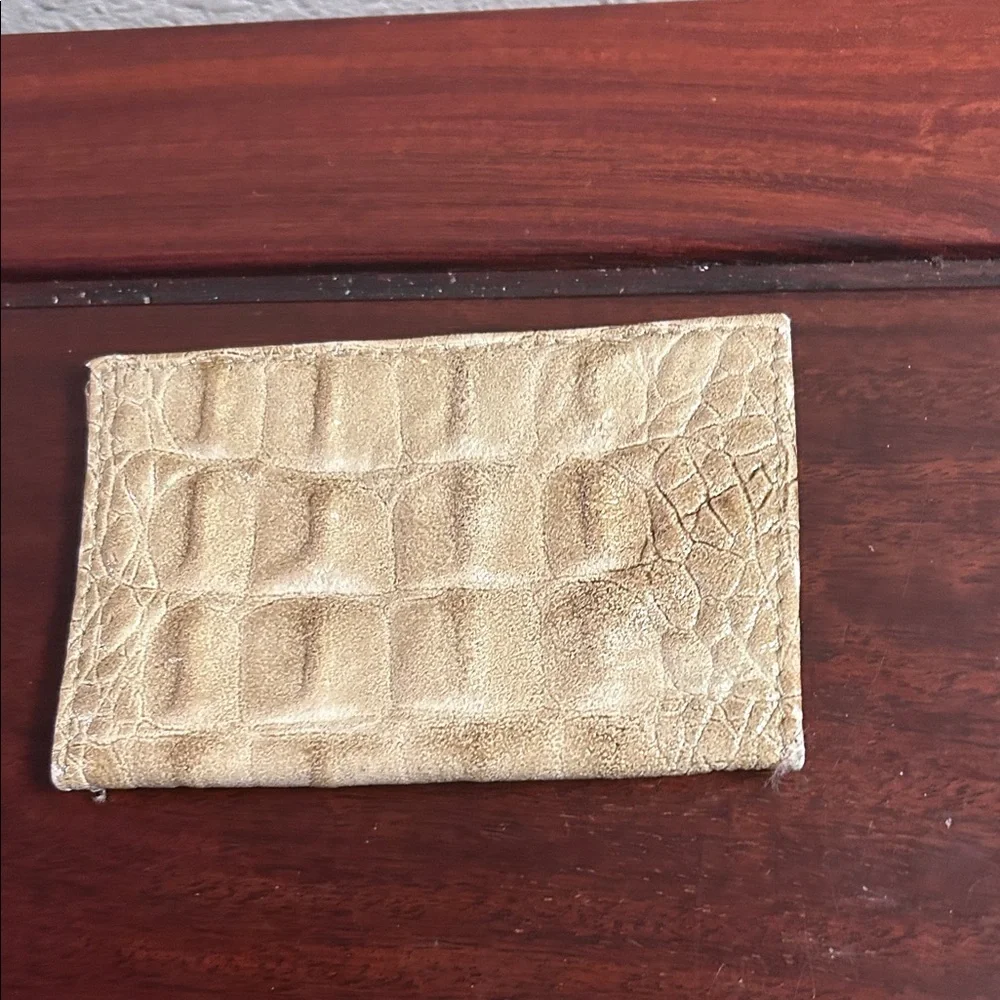 Tan Croc-Embossed Card Holder